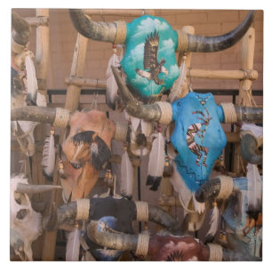 USA, New Mexico, Santa Fe: Downtown Santa Fe, Tile