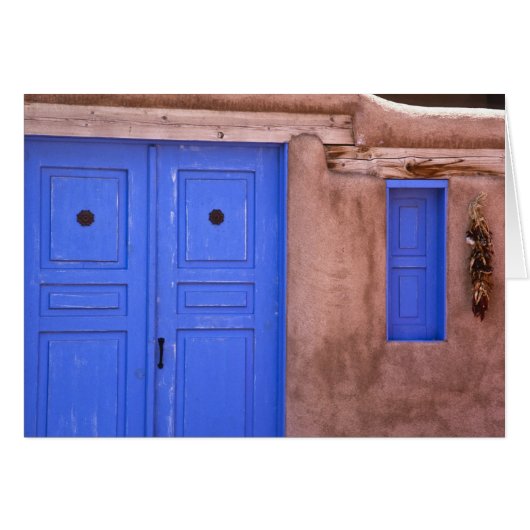 USA, New Mexico, Santa Fe. View of blue door and (Front Horizontal)
