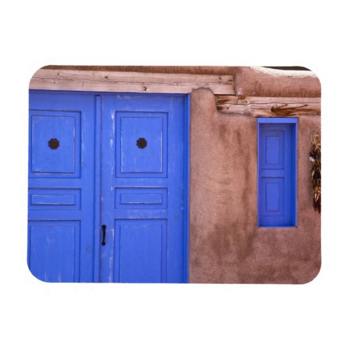 USA New Mexico Santa Fe View of blue door and Magnet