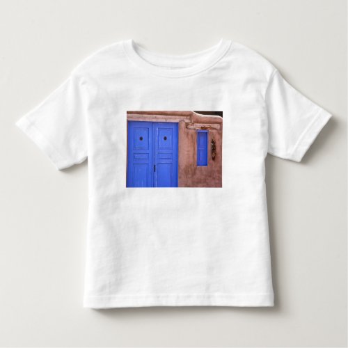 USA New Mexico Santa Fe View of blue door and Toddler T_shirt
