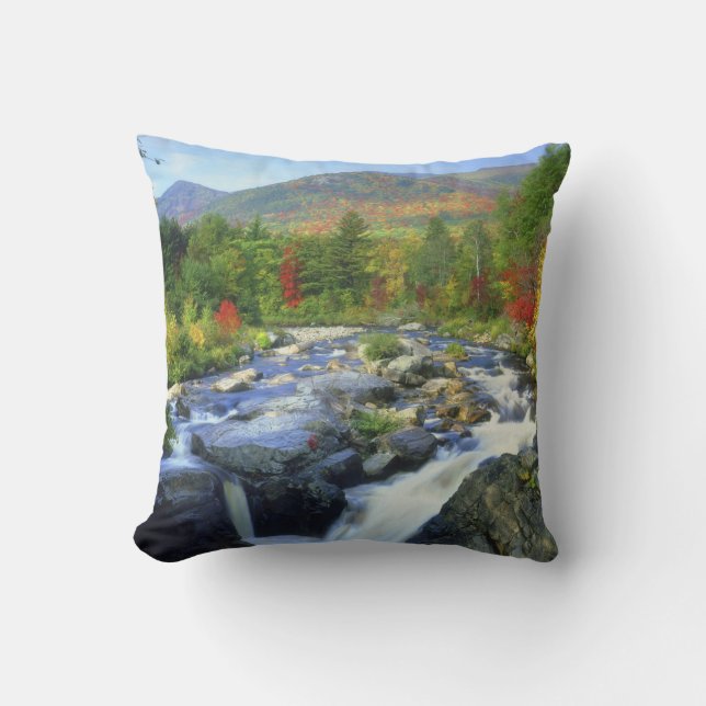 USA, New York. A waterfall in the Adirondack Throw Pillow (Front)