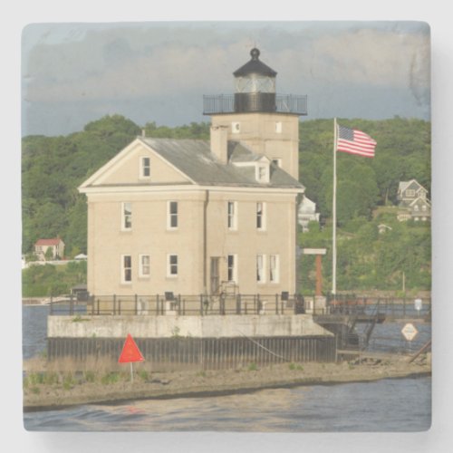 USA New York Kingston Hudson River Rondout Stone Coaster