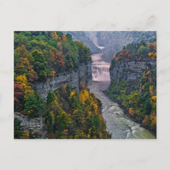 USA, New York, Letchworth State Park. River and Postcard (Front)