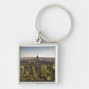 USA, New York, New York City, Cityscape at dusk 2 Keychain