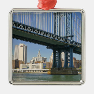 USA, New York, New York City. Manhattan Bridge Metal Ornament