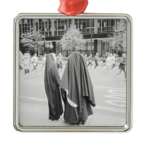 USA, NEW YORK: New York City Nuns Watching NYC Metal Ornament