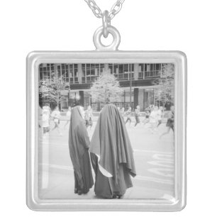 USA, NEW YORK: New York City Nuns Watching NYC Silver Plated Necklace