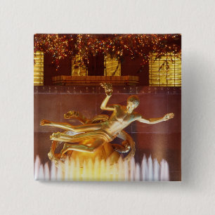 USA, New York, New York City, Statue of Pinback Button