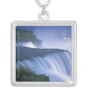 USA, New York, Niagara Falls. American Falls in Silver Plated Necklace