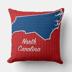 USA North Carolina State Stars and Stripes Map Throw Pillow