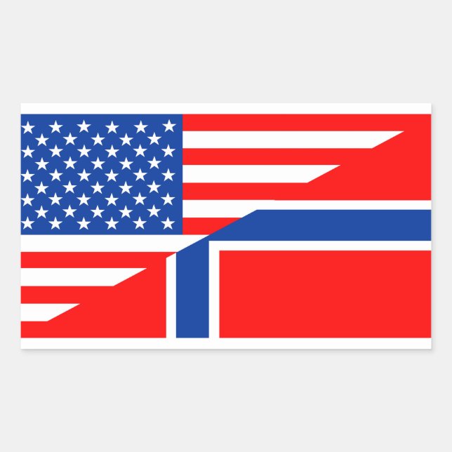 usa norway country half flag america symbol rectangular sticker (Front)