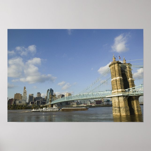 USA, Ohio, Cincinnati: Roebling Suspension 2 Poster (Front)