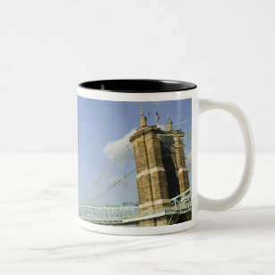 USA, Ohio, Cincinnati: Roebling Suspension 2 Two-Tone Coffee Mug