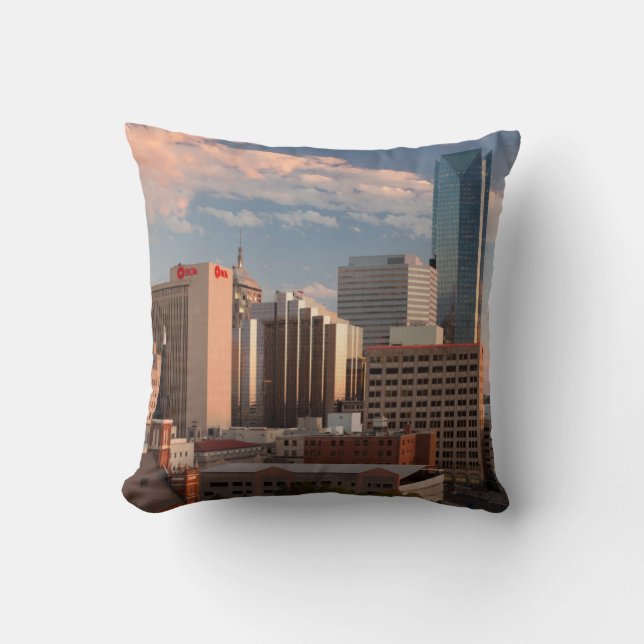 USA, Oklahoma, Oklahoma City, Elevated City Throw Pillow (Front)