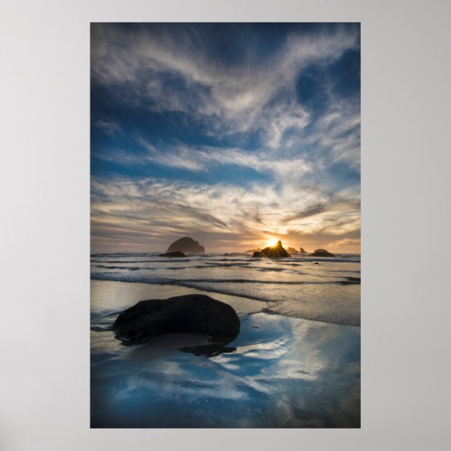 USA, Oregon, Bandon Beach. Face Rock Poster (Front)
