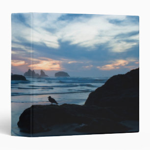 USA, Oregon, Bandon Beach. Seagull on rock 3 Ring Binder