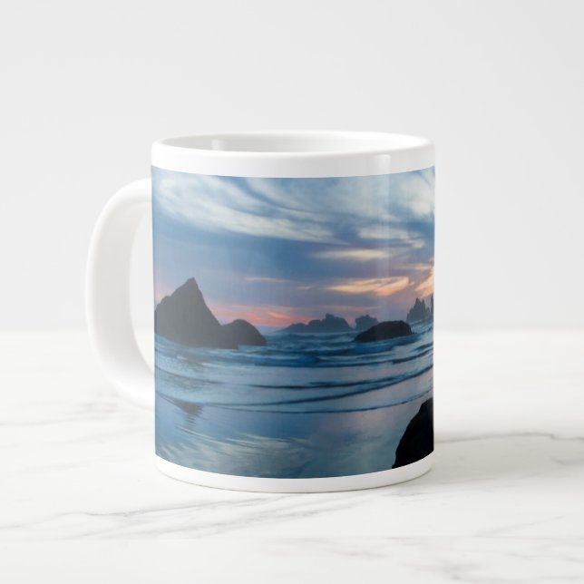 USA, Oregon, Bandon Beach. Seagull on rock Giant Coffee Mug (Front Left)
