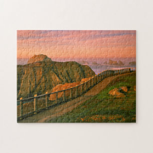 USA, Oregon, Bandon. Rocks Viewed From Trail Jigsaw Puzzle
