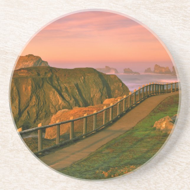 USA, Oregon, Bandon. Rocks Viewed From Trail Sandstone Coaster (Front)