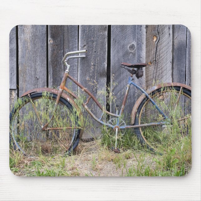 USA, Oregon, Bend. A dilapidated old bike Mouse Pad (Front)