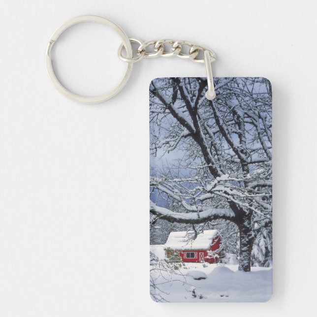 USA, Oregon, Clackamas County. Fresh snow covers Keychain (Front)