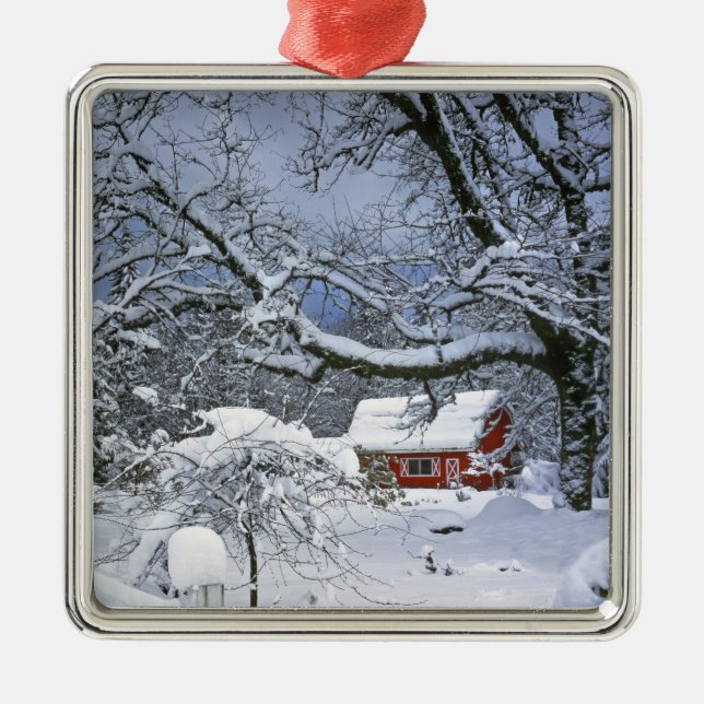 USA, Oregon, Clackamas County. Fresh snow Metal Ornament (Front)