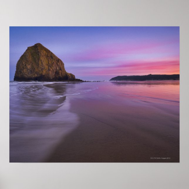 USA, Oregon, Clatsop County, Haystack Rock and Poster (Front)