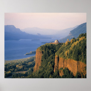 USA, Oregon, Columbia River. Sunset at Crown Poster