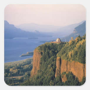 USA, Oregon, Columbia River. Sunset at Crown Square Sticker