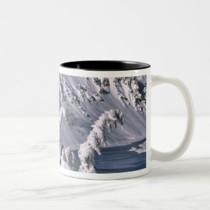 USA, Oregon, Crater Lake NP. Trees bow under the Two-Tone Coffee Mug