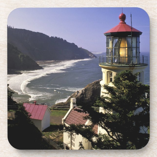 USA, Oregon, Florence. Heceta Head Lighthouse Drink Coaster (Front)