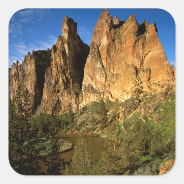 USA, Oregon, Granite Cliffs At Smith Rock State Square Sticker (Front)