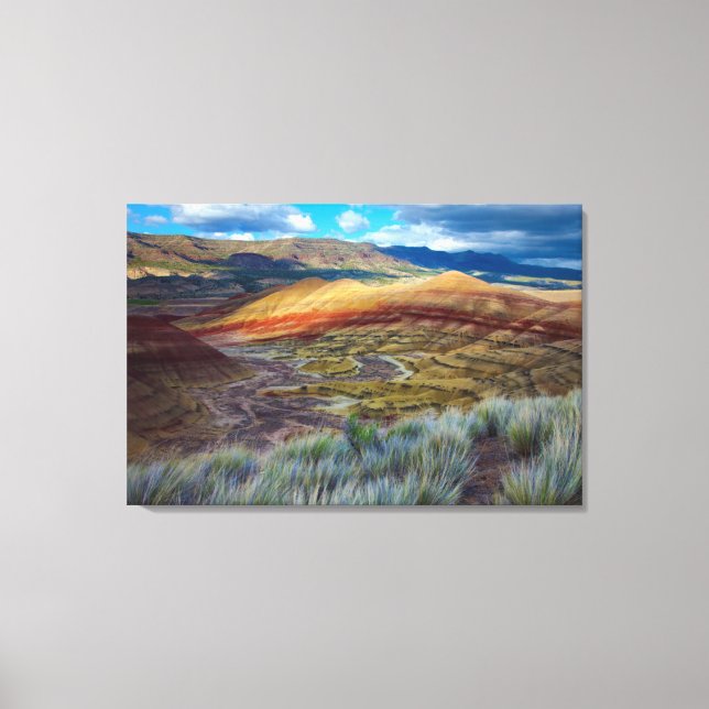 USA, Oregon. Landscape Of The Painted Hills Canvas Print (Front)