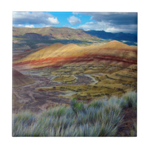 USA, Oregon. Landscape Of The Painted Hills Ceramic Tile