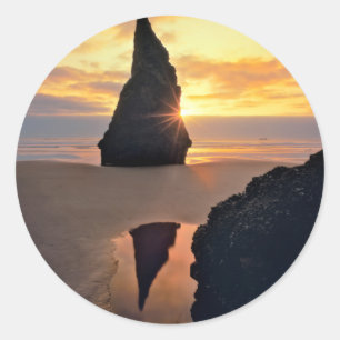 USA, Oregon. Rock Formation At Sunset Classic Round Sticker