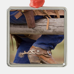 USA, Oregon, Seneca, Ponderosa Ranch. Cowboy Metal Ornament