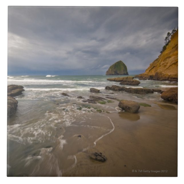USA, Oregon, Tillmook County, Beach with Ceramic Tile (Front)