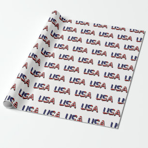 USA overlaid on American Flag wpcnt Wrapping Paper