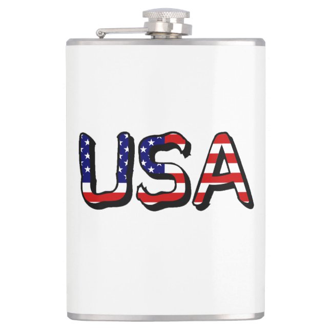 USA overlaid on US flag flacnt Flask (Front)