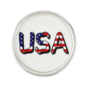 USA overlaid on US Flag lpcnt Lapel Pin