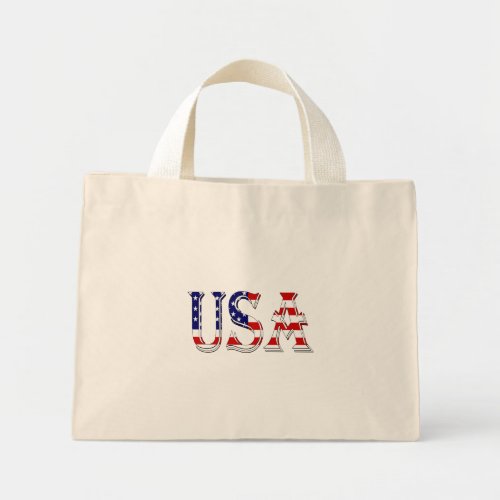 USA overlaid on US Flag ttcnt Mini Tote Bag