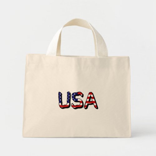 USA overlaid on US Flag ttcnt Mini Tote Bag