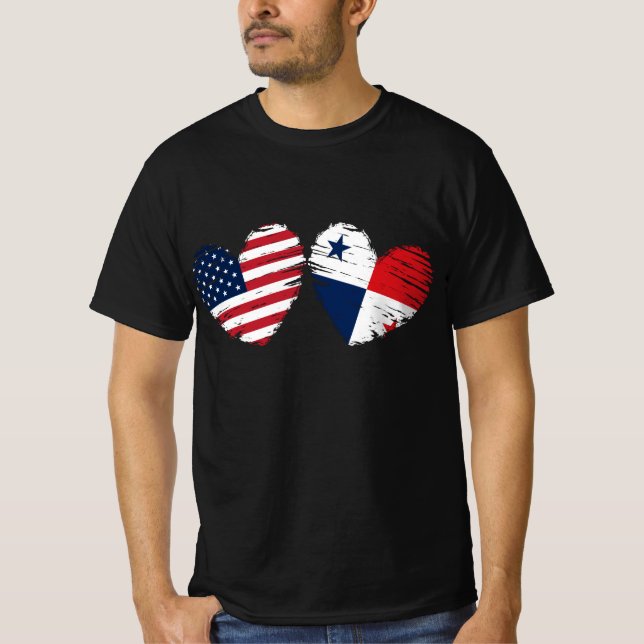 USA Panama  Heart Panamanian American T-Shirt (Front)