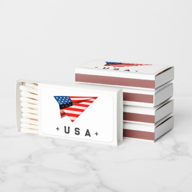 USA Paper Plane Flag Matchboxes (Stacked)