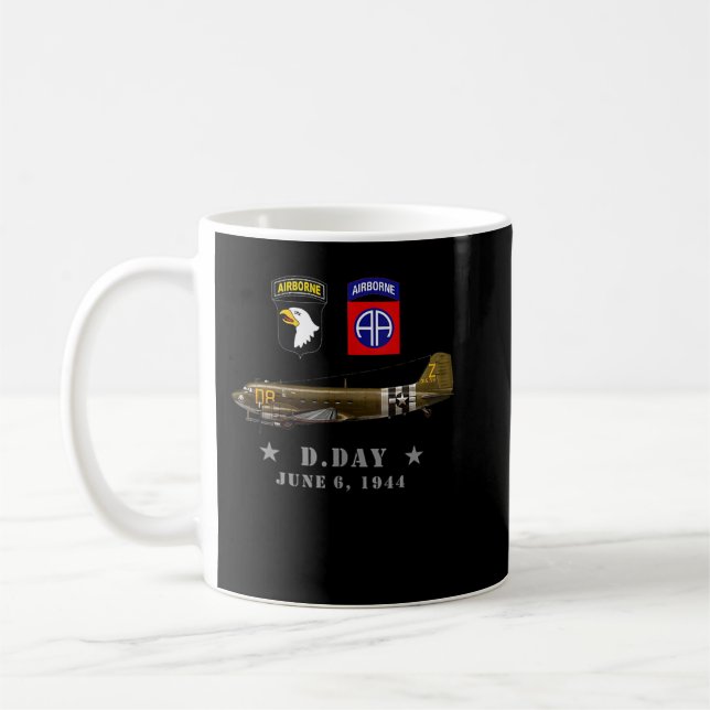 USA Paratroopers DDay WWII Normandy 82nd 101nd Air Coffee Mug (Left)