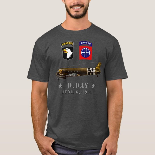 USA Paratroopers DDay WWII Normandy 82nd 101nd Air T-Shirt (Front)