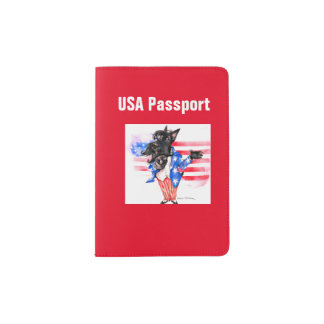 USA passport cover featuring a "Uncle Sam" Scottie