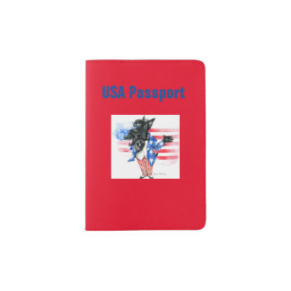 USA passport cover featuring a "Uncle Sam" Scottie