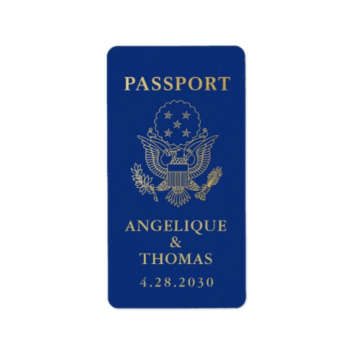 USA Passport Emblem Travel Theme Favor Label