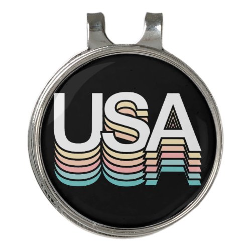USA Pastel Retro Mood Typography Golf Hat Clip